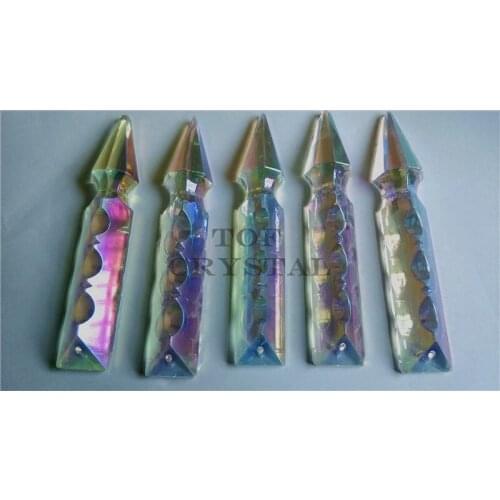 10Pcs 100mm AB Glass Crystal Spear Sword Lamp Chandelier Prisms Parts Free Shipping