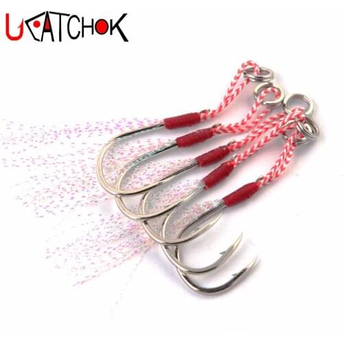 10pcs/pack Gamakatsu jigging fishing hook assist hook boat jig fishing feather rope hook overweight hook fishing accessory