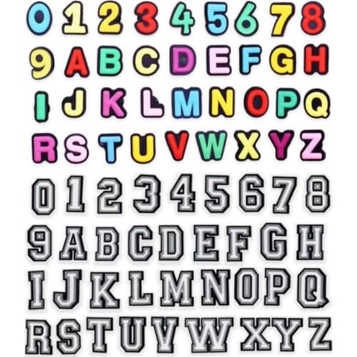 36-72PCS Wholesale Number Silicone PVC Croc Decoration Kids Party Gifts Letter Shoes Charms Alphabet Wristband Accessories