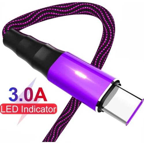 3A USB Type C Cable Fast Charging Wire for Samsung Galaxy S8 S9 Plus Xiaomi mi9 Huawei Mobile Phone Micro USB Charger Cable