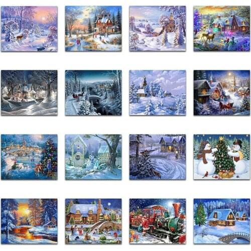 5D Full Diy Diamond Painting Mosaic Handmade Winter Scenery Cross Stitch Diamond Diamond Embroidery Christmas Decor Landscape