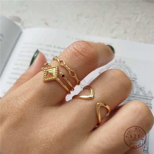 925 Sterling Silver Creative Simple Geometric Open Ring For Women Korean Party Wedding Temperament Jewelry Friendship Gift