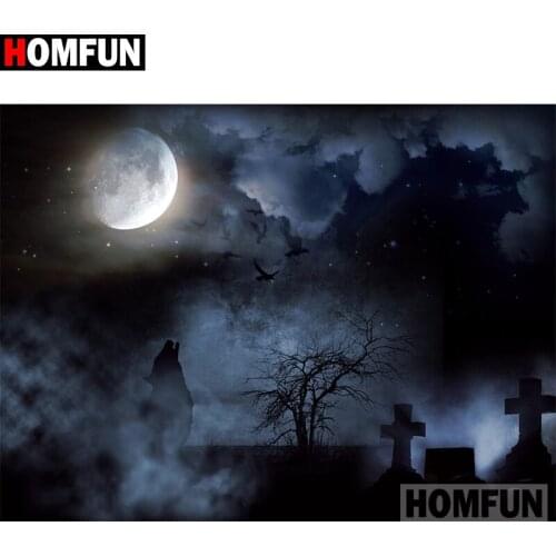 HOMFUN Full Square/Round Drill 5D DIY Diamond Painting "Moon scenery" Embroidery Cross Stitch 5D Home Decor Gift A16166