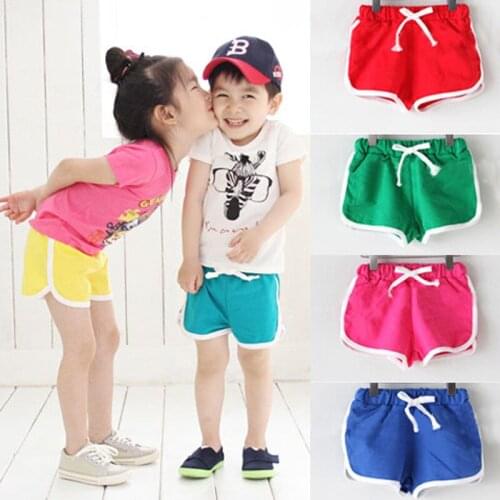 BBD Children Summer Shorts Boys Girls Cotton Active Fashion Elastic Waist Solid Clothes Infants 2-7 Years High Quality Costume