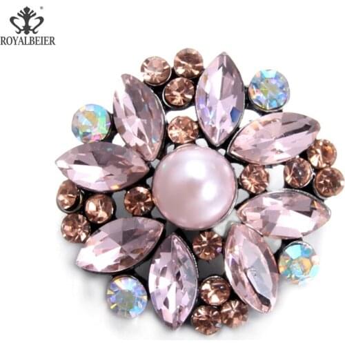 ROYALBEIER Shiny Gorgeous Multicolor Color Rhinestone Snap Button Jewelry For Snap Bracelet Snaps Jewelry Decoration KZ1031
