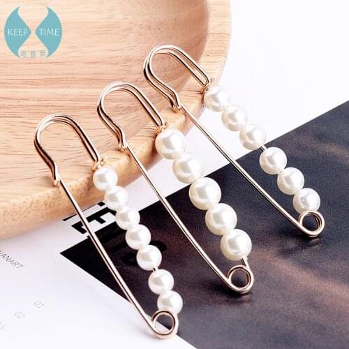 Handmade DIY accessories brooch pin pearl simple temperament shawls sweater buckle scarf buckle