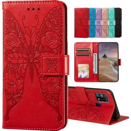 For Samsung Galaxy A6 Plus A7 A8 A9 2018 M01 M30S M31 M31S M51 Butterfly Wallet Mobile Phone Case