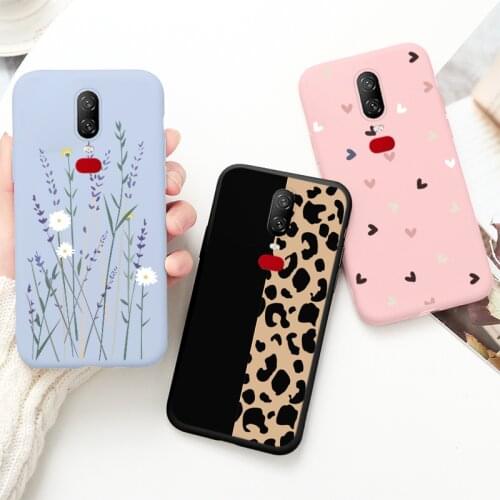 Phone Case For OnePlus 6 One Plus 6 Colorful Flower Cover Cute Cat Case For one plus 6 Silicone Back Phone Fundas 6.28"