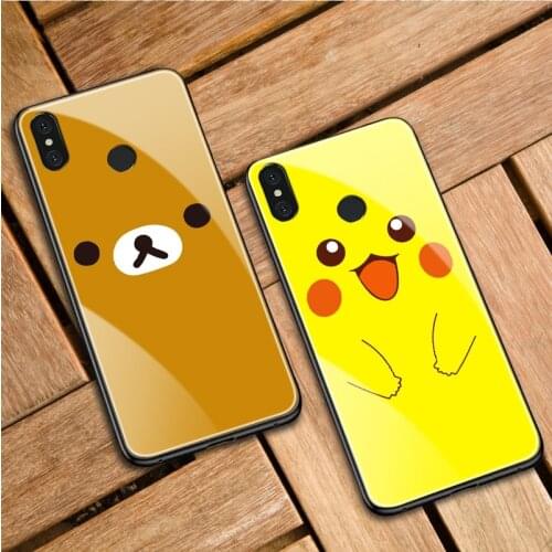 Luxury 9H Tempered Glass Cartoon Pattern Phone Case Hard Back Cover for Redmi Note 4X 5 6 Pro 7 8 Pro 8T 9 Pro Max 9S 6A 7A 8A 9