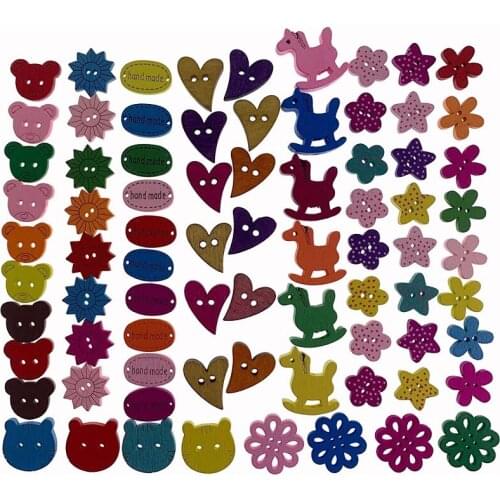 20/50Pcs Mixed Painting Wooden Buttons For Crafts Scrapbooking Decorative Sewing Clothes Button DIY Kid Accessories