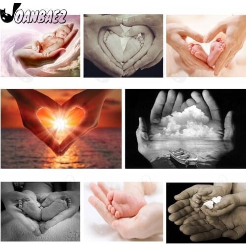 Baby 5D Diy Diamond Painting Family Cross Stitch Rhinestone Baby Hand and Foot Mosaic Kit Hand-Mosaic Gift Simple Home Decor