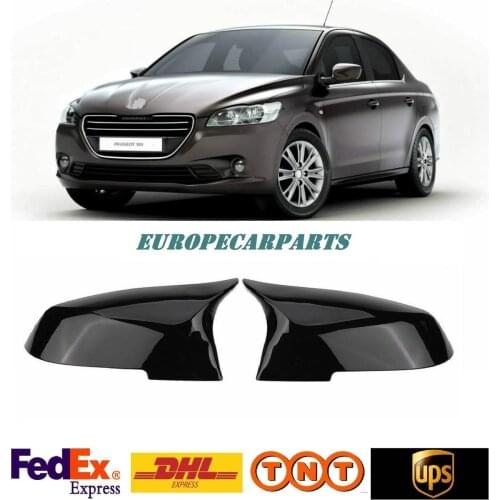 For Peugeot 301 2012-2019 Bat Mirror Cover Piano Black 2 pieces