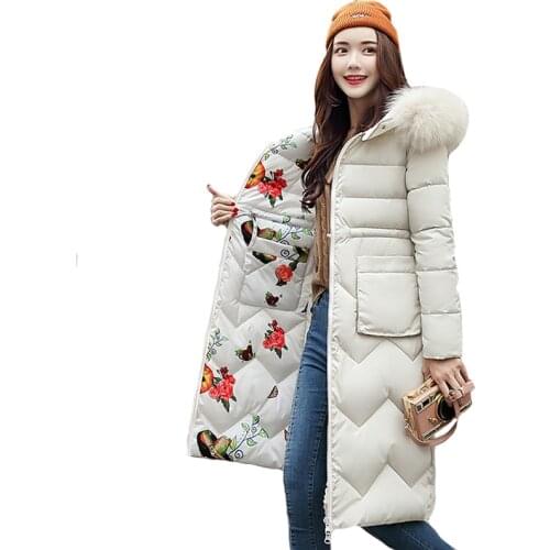 Double-sided wearable womens winter jacket new product with fur hooded long coat cotton thickening new warm parka coat womens