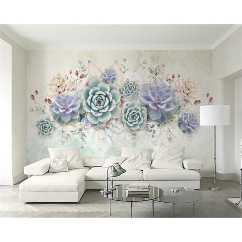 Beibehang Custom photo 3d wallpaper murals Stereo succulents watercolor plant style TV background wall wall paper home decor