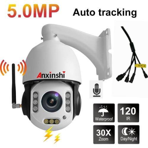 5MP wifi PTZ IP Camera with humanoid detection alarm auto tracking Two-way audio Sony IMX335 IR 120M wireless onvif P2P CamHi