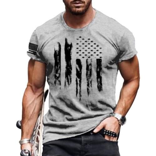 Fashion Summer American Flag 3D Printing Mens T Shirt O-Neck Short Sleeve Breathable Loose Oversized Male T-Shirt Men Clothing