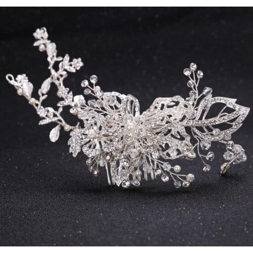 Trendy Pearl Crystal Wedding Hair Combs Hair Accessories for Bridal Flower Headpiece Women Bride Hair ornaments Jewelry