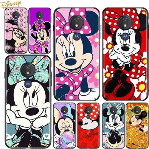 Disney Minnie Mouse Cute for Motorola G9 G8 G E7 E6 One Play Marco Hyper Fusion Stylus Power Edge Plus Soft Black Phone Case