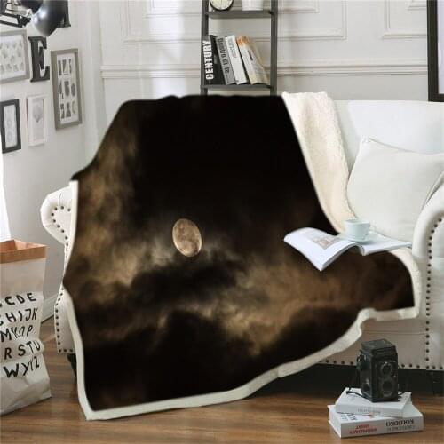 Night Sherpa Blanket on Bed Sky Scenery Throw Blanket Animal Bedspread Day and Night Sofa Cover