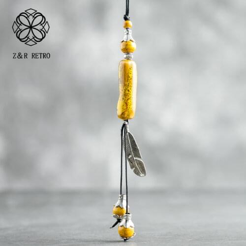 Ceramic Beads Metal Neck Choker Necklace Decorative Necklace Rope Pendant Handmade Necklaces For Women Jewelry Gift For Friends