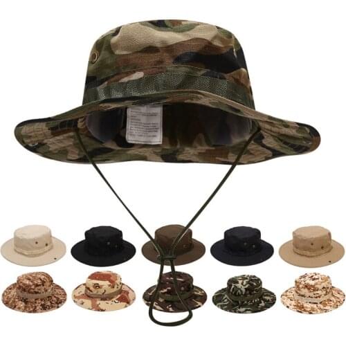 Red Army Green Travel Cotton Wide Brim Bucket Hat With String Women Men UV Protection Camouflage Sun Hat Panama