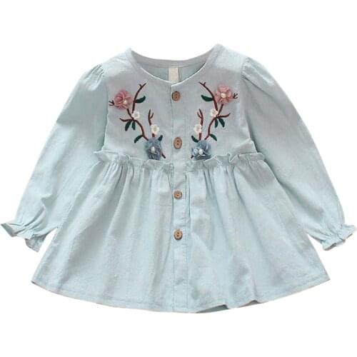 Embroidery Dress Girl Princess Dress Infant Clothes Long Sleeve Lovely Kids Clothing Baby Girls Dresses Autumn