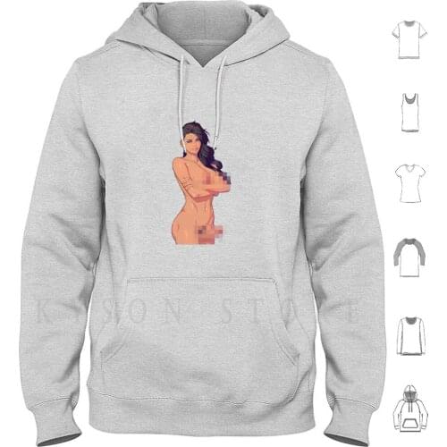 Stunning Futa Shemale Public Hair Big Boobs Nipples Blue Eyes Anime Hoodie long sleeve Cotton Pubs Hair Ejaculating