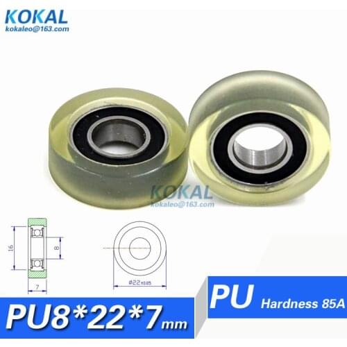[PU0822-7] 1PCS/LOT 8*22*7mm polyurethane PU 688RS ball bearing TPU rubber soft low noise glass door window roller wheels pulley