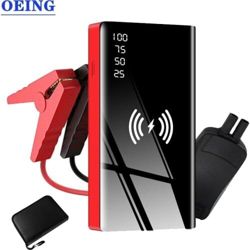 20000mAh Car Jump Starter 10W wireless charger Car Battery Power Bank with LCD Screen LED Flashlight Safety Hammer Fast charger