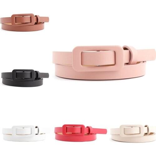 New Candy Color Shiny PU Leather Waist Belt for Women Narrow Thin Belts Waistband Pin Buckle Straps for Dress Black Red Pink