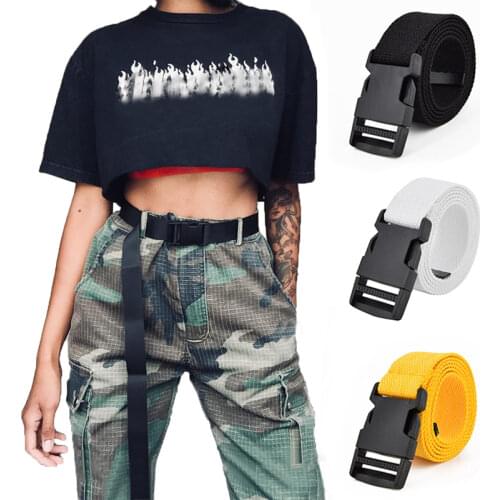 Fashion Black Canvas Belt for Women Casual Female Waist Belts with Plastic Buckle Harajuku Solid Color Long Belts ceinture femme