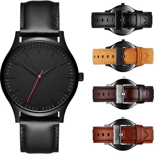 Watch Luxury 2021 Male Sport Quartz Wrist Watches Stainless Steel Case Leather Band Business Clock