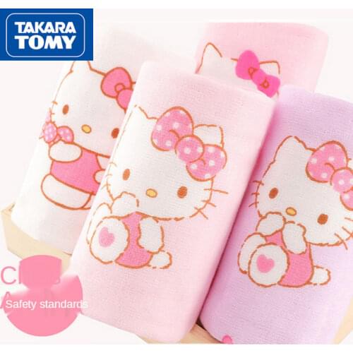 TAKARA TOMY Fashion Cute Cartoon Hello Kitty Cotton Comfortable Soft Children Grade A Gauze Absorbent Hook Towel