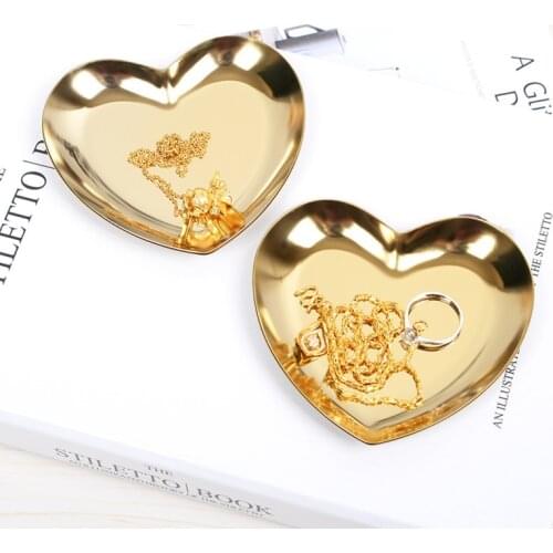 Nordic House Decoration Accessories Tablet Metal Heart -shaped Ring Necklace Jewelry Storage Organizer