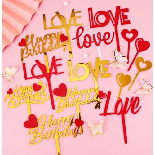 Wedding Valentines Day Cake Insert Love Cake Topper Strawberry Hole Acrylic Cake Insert Dessert Table Party Decoration Supplies