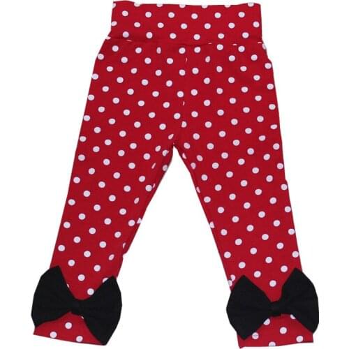 Girls Spring Pants Harem Princess Boys Red Dot Kids Leggings with Bows Children Cotton Elastic Pants