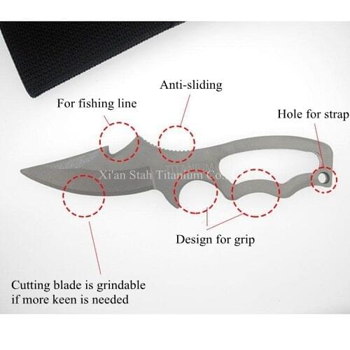 Titanium TC4 148mm Long Diving Twine Knife Boot Knife 33g Matte Surface Waterproof Anti-corrosion with Sleeve