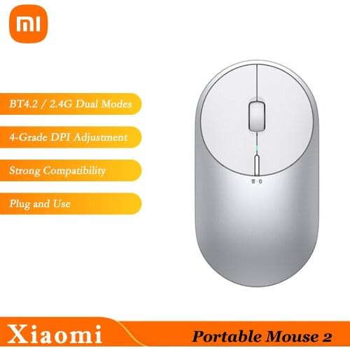Xiaomi Mi Mouse 2 Wireless Mouse with BT 4.2 Dual-Mode 4000DPI 2.4GHz Laptop Mouse Metal Mice for Laptop PC Computer Mac Office