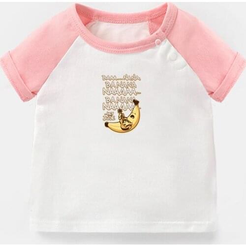 Funny Happy Banana Play the Guitar Hey Jude BAA NANA Newborn Baby T-shirts Toddler Graphic Raglan Color Short Sleeve Tee Tops