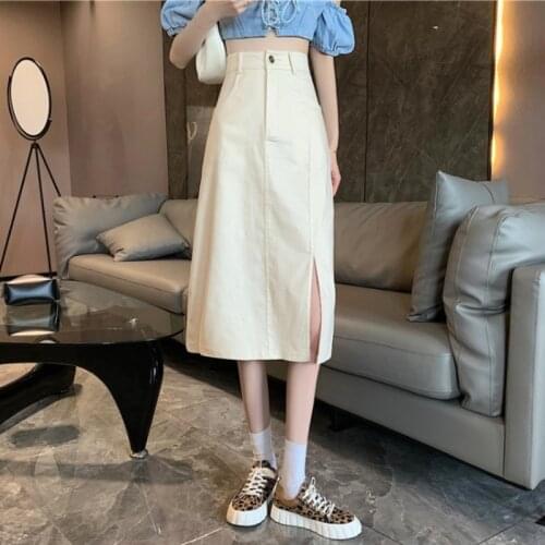 Woman clothes spring and autumn retro long soft denim skirt medieval skir