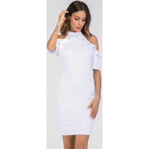 ENLU Women Solid Sashes bodycon Party Dress Elegant Short sleeve Ruffled Casual Dress New Fashion Women O Neck Dress