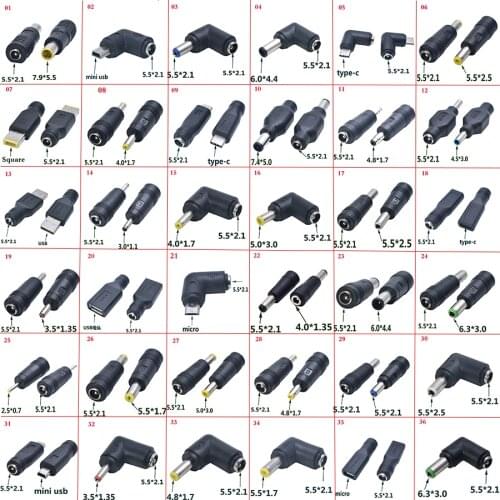 1Pcs Common DC Power male to female 6.5*4.4 / 4.0X1.7 / 3.0*1.1 / 5.5*2.5/usb to 5.5*2.1 plug Converter Laptop Adapter connector