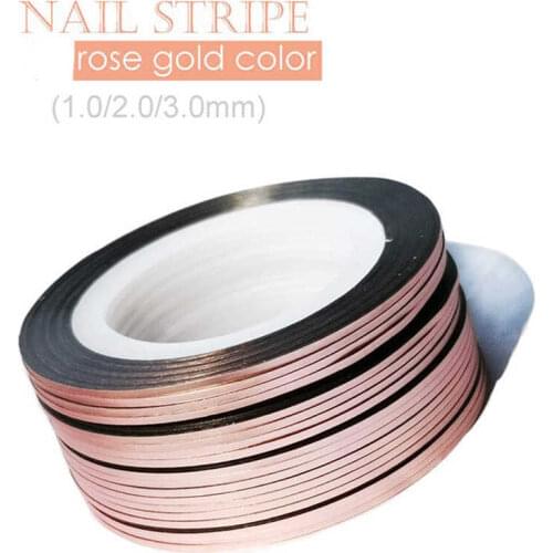 10Rolls 1mm/2mm/3mm Glitter Striping Tape Rose Gold Self-Adhesive DIY Nail Art Tape Line Strips Striping For UV Gel Polish NSL03
