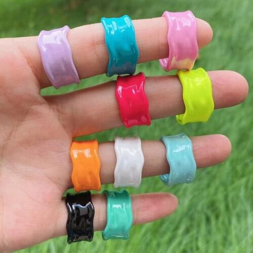 10PCS, Fashion Simple Women Multicolor Enamel Ring Party Jewelry Gift Ring