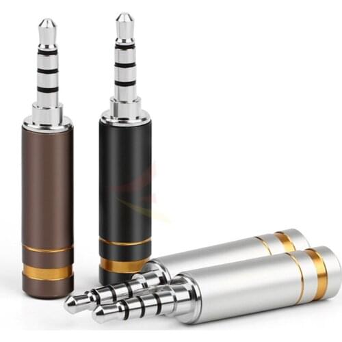 10pc 3.5mm Audio jacks Headphone Replacement 3.5 Jack Adapter 4 Pole Copper Gold/Rhodium Plating Speaker Wire Connector DIY