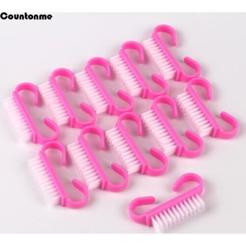 100Pcs Plastic Manicure Pedicure Brush Nail Cleaning Brush Soft Remover Dust Makeup Brushes Pink Plastic Nail Care Accessories