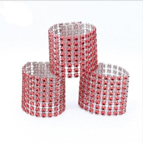 20Pcs/Lot Plastic Rhinestone Wrap Red Napkin Ring New Napkin Rings Chair Buckle Hotel Wedding Supplies Home Talbe Decoration