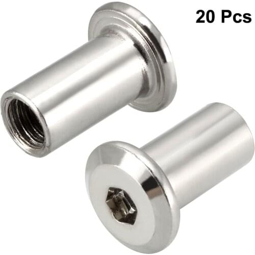 20pcs M6x15mm Rivet Hex Socket Head Insert Nut Screw Post Nickel Plated