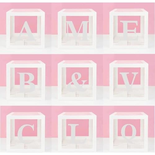 26 Letter Alphabet Customize Name Transparent Box for Wedding Birthday Baby Shower Party Balloons Arrangement Box Decor 30cm