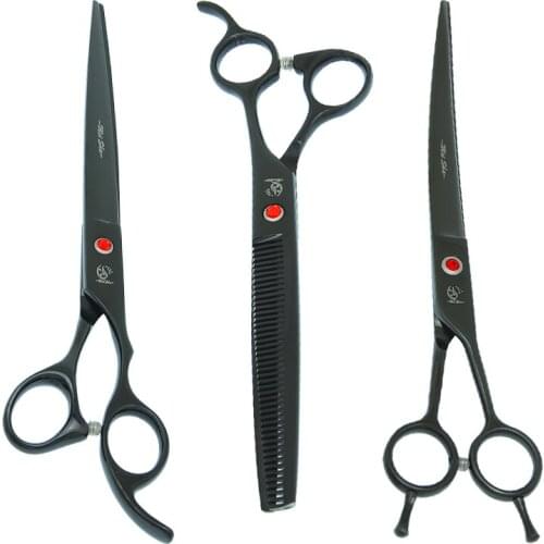8.0" Japan Steel Professional Dogs Shears Pets Grooming Scissors Set Animals Barber Tesoura Supplies 7.5" Thinning Shear B0044A